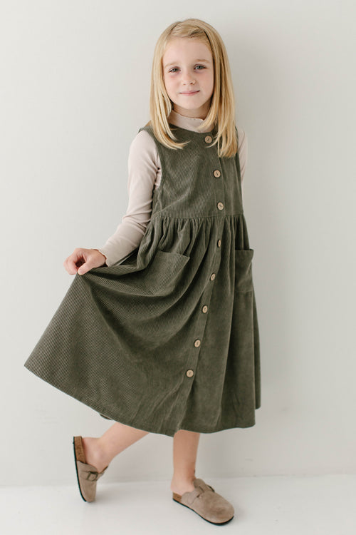 'Edie' Girl Corduroy Pinafore Dress