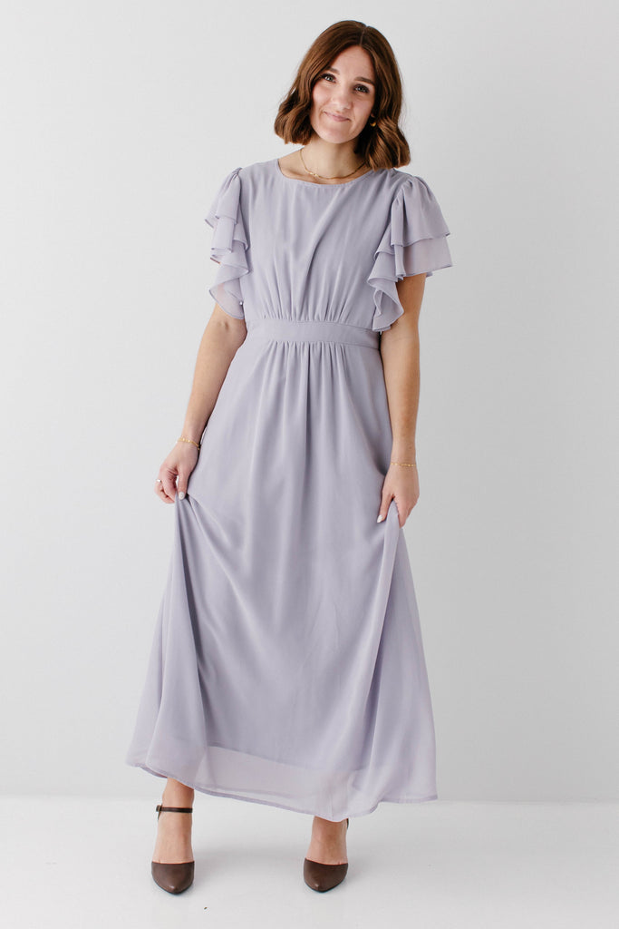 Valencia Flutter Sleeve Maxi Dress FINAL SALE 1X / Dusty Lavender