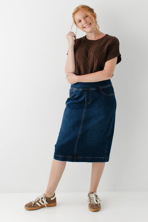 Sara Classic Stretch Denim Skirt