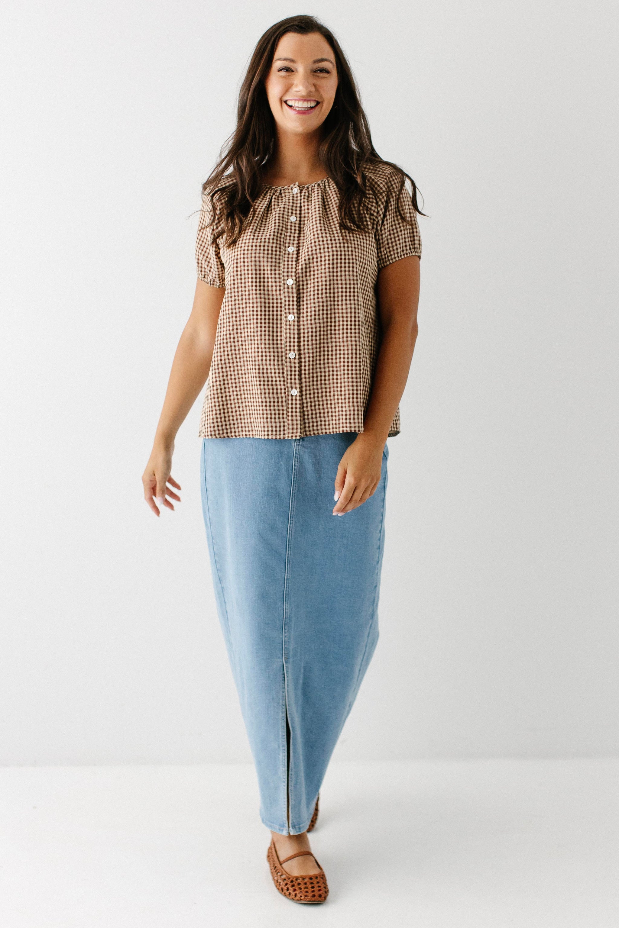 Maya Front Slit Denim Maxi Skirt – The Main Street Exchange