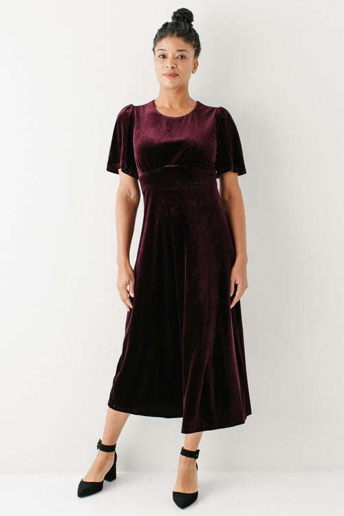 'Isolde' Fit & Flare Velvet Midi Dress