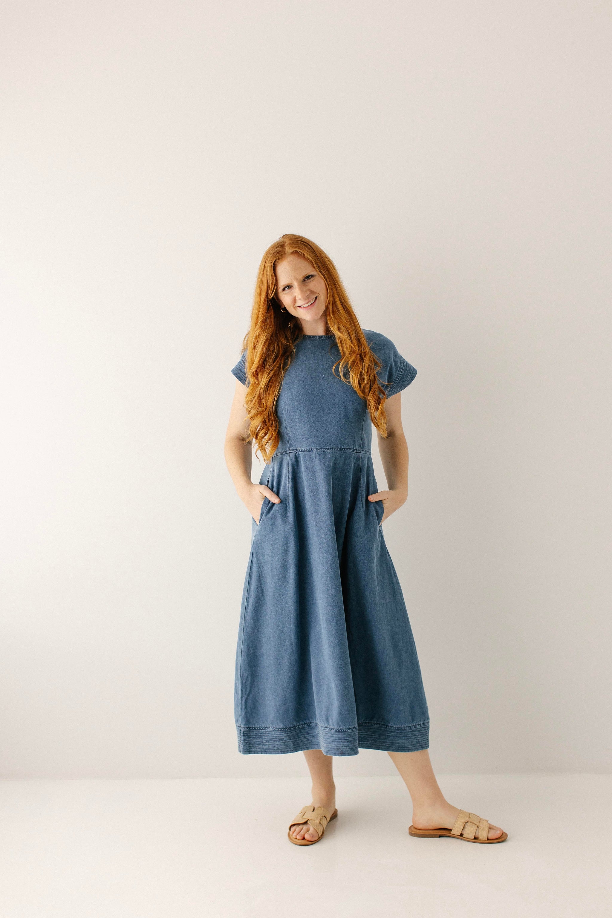 denim dress women fit and flare Avec Les Filles Women's Paneled Denim Fit & Flare Dress