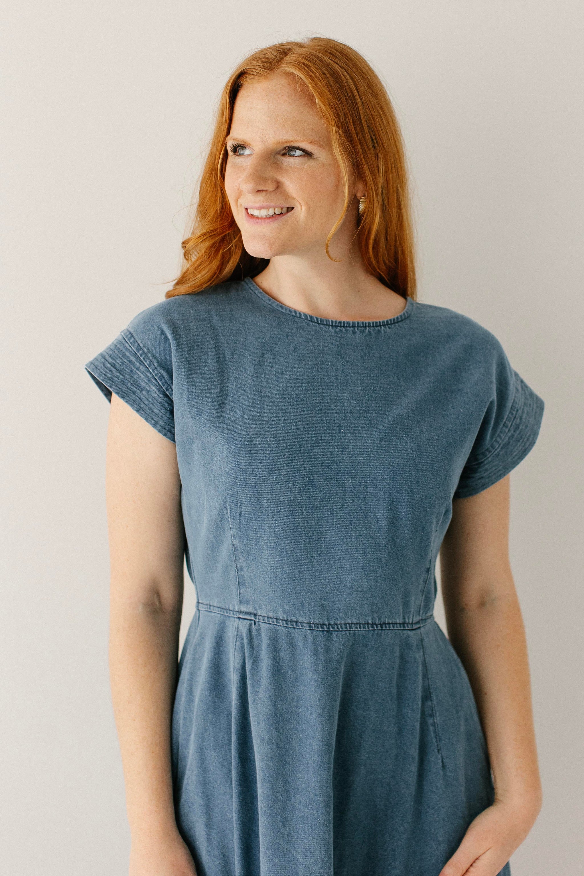 denim dress women fit and flare Avec Les Filles Women's Paneled Denim Fit & Flare Dress