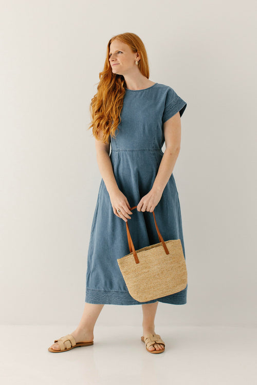 Austin Fit & Flare Denim Midi Dress