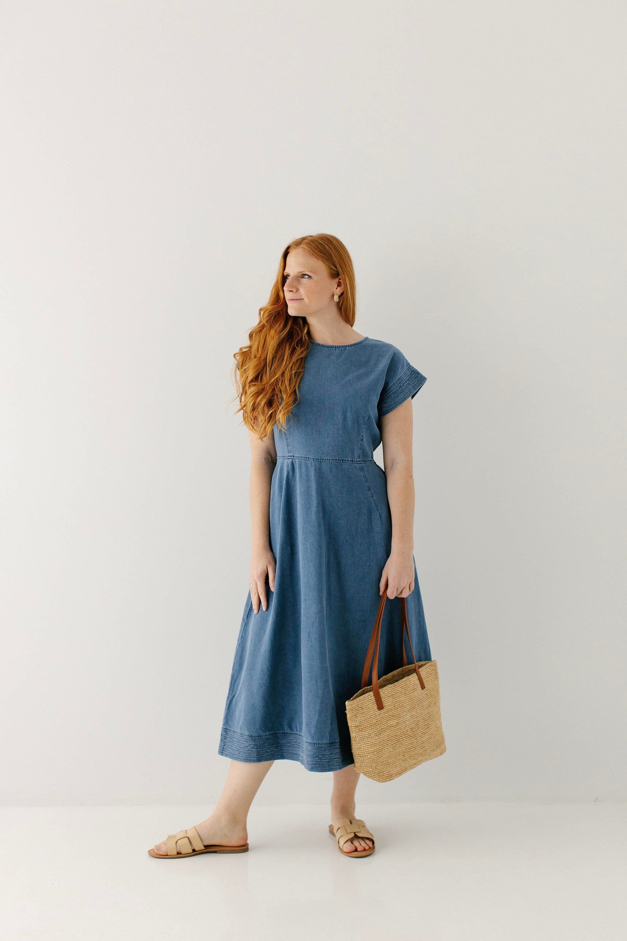 Austin Fit & Flare Denim Midi Dress Medium Wash / 1X