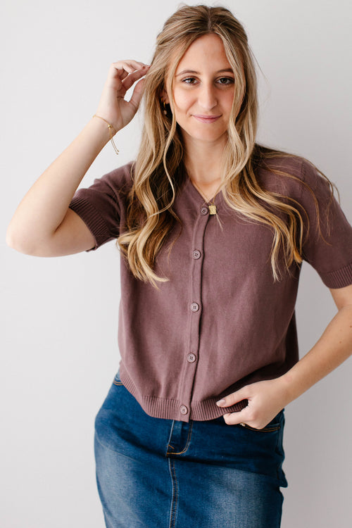 'Catherine' Short Sleeve Cotton Cardigan