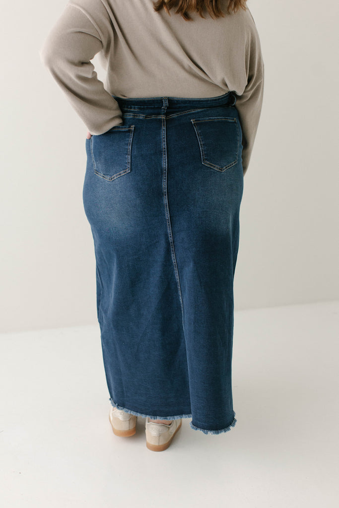 Denim Maxi Skirt Midi Jean Skirt 2019 Denim Split Front Maxi Skirt