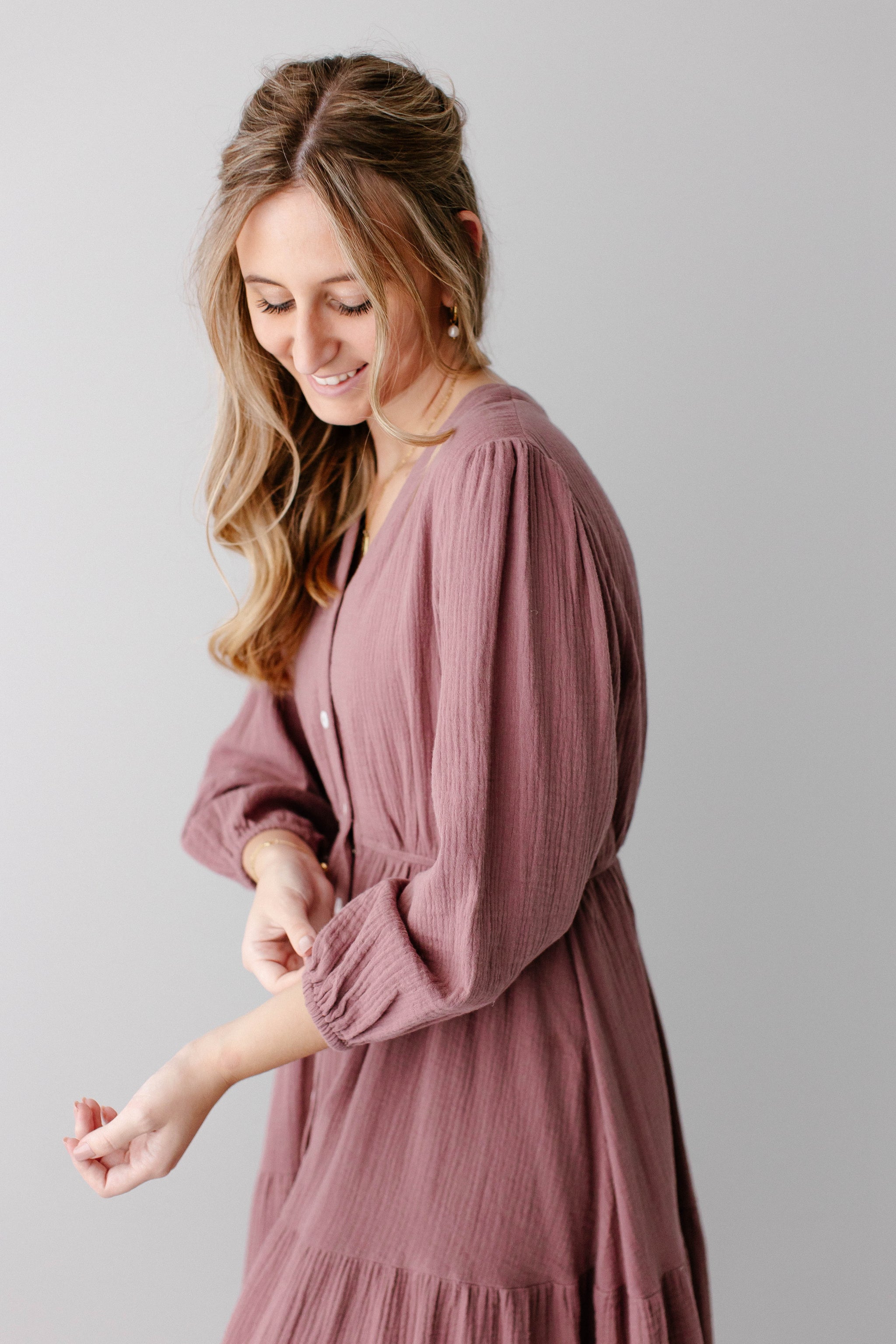 Louisa Button Down Tiered Cotton Gauze Midi Dress – The Main Street Exchange