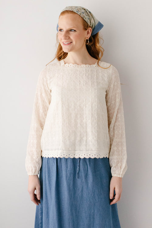 'Victoria' Embroidered Lace Top