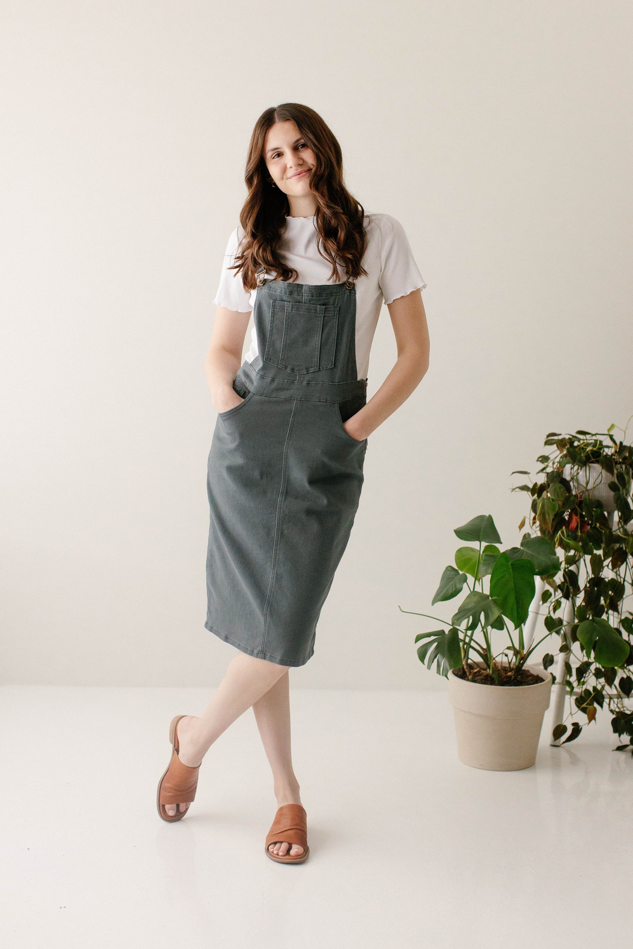 Reagan Stretch Denim Overall Dress FINAL SALE  The Main Street Exchange