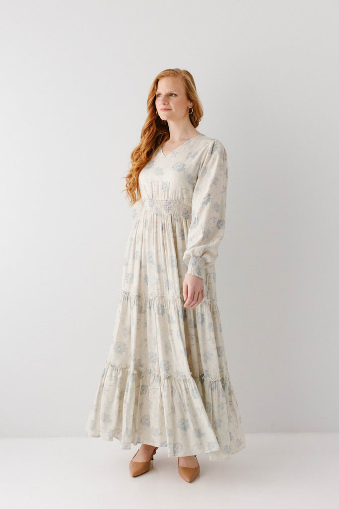 light colored maxi dress Sky Blue Ruched Tiered Sleeveless Maxi Dress