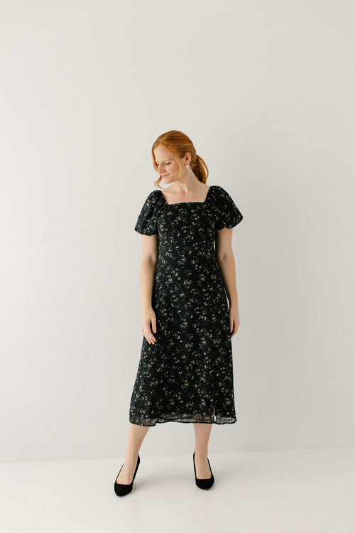 Prescott Square Neck Floral Midi Dress