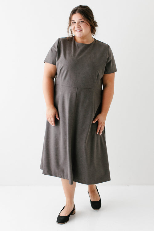 'Eleanor' Classic Herringbone Midi Dress