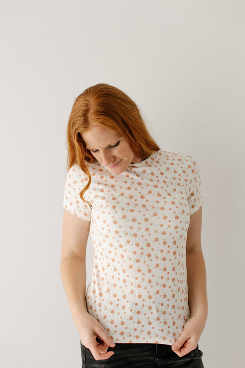 Cheyenne Pointelle Orange Floral Top