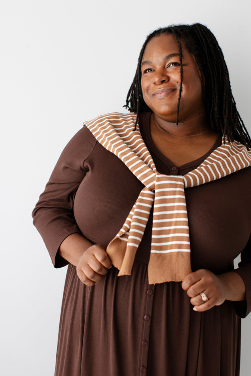Striped Knit Shoulder Wrap