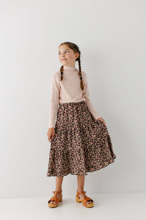 Ayla Girl Floral Tiered Midi Skirt