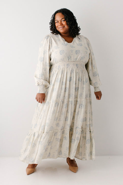 'Poetry' Dusty Floral Tiered Maxi Dress
