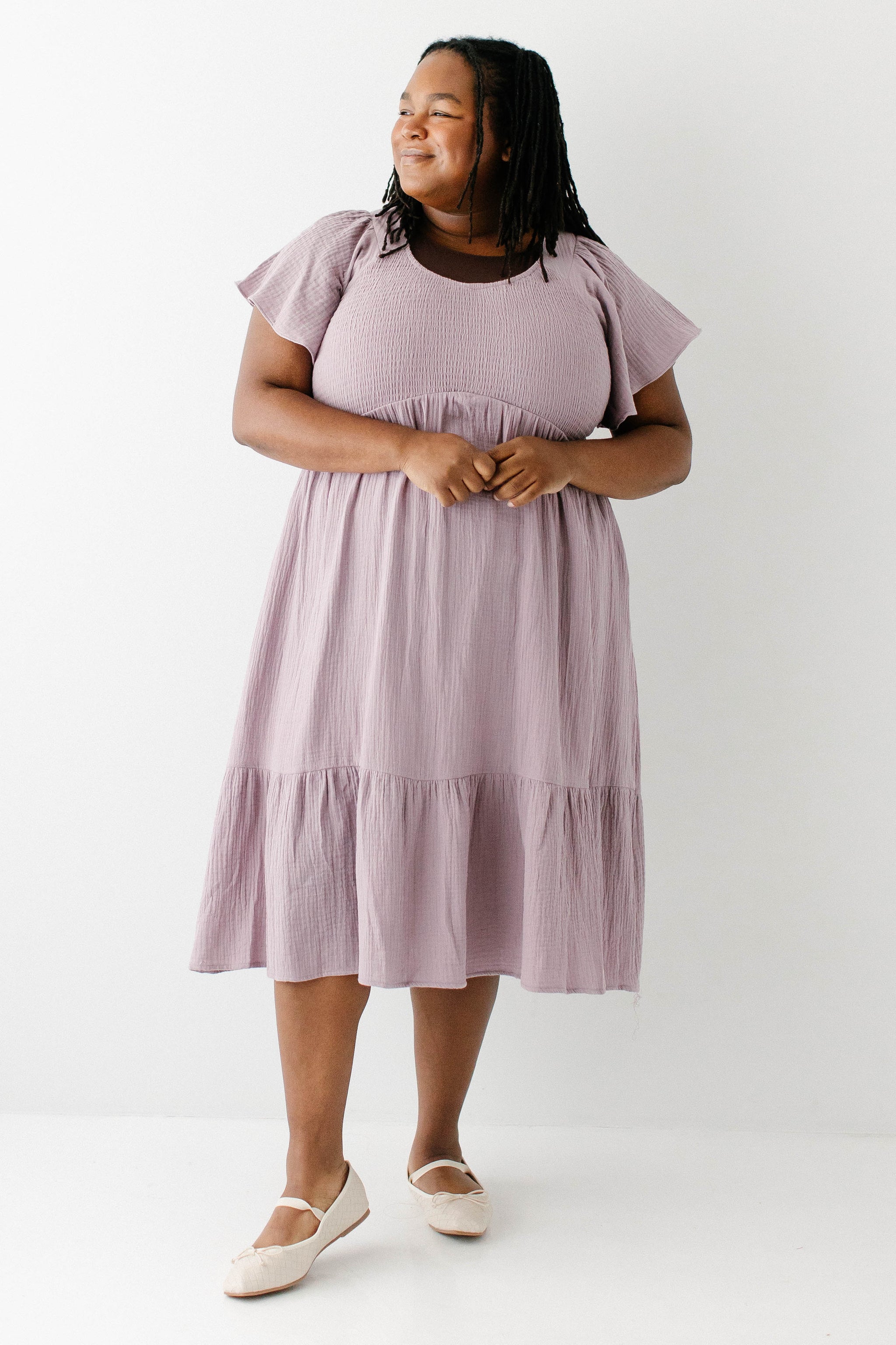 Quincy Gauze Smocked Bodice Midi Dress – The Main Street Exchange
