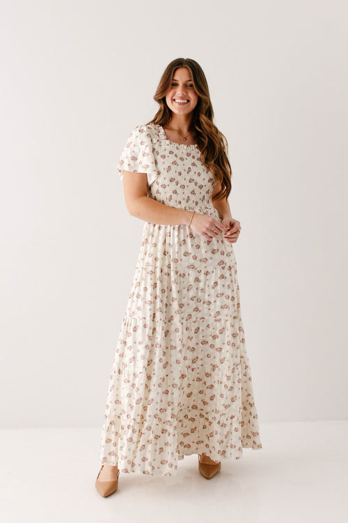 'Ariel' Smocked Bodice Floral Maxi Dress