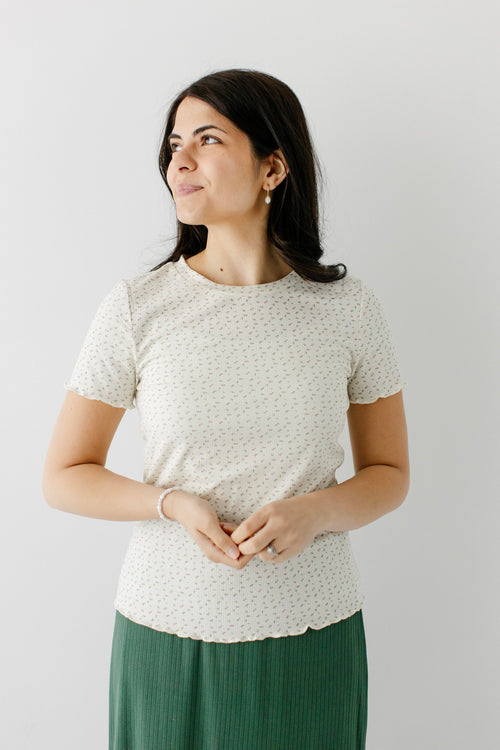 Neva Ditsy Floral Lettuce Hem Top