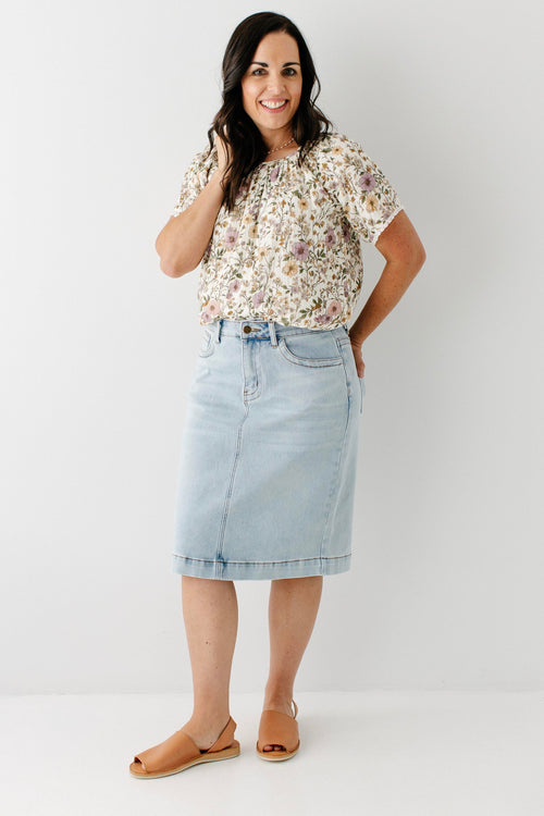 Leah Stretch Denim Skirt