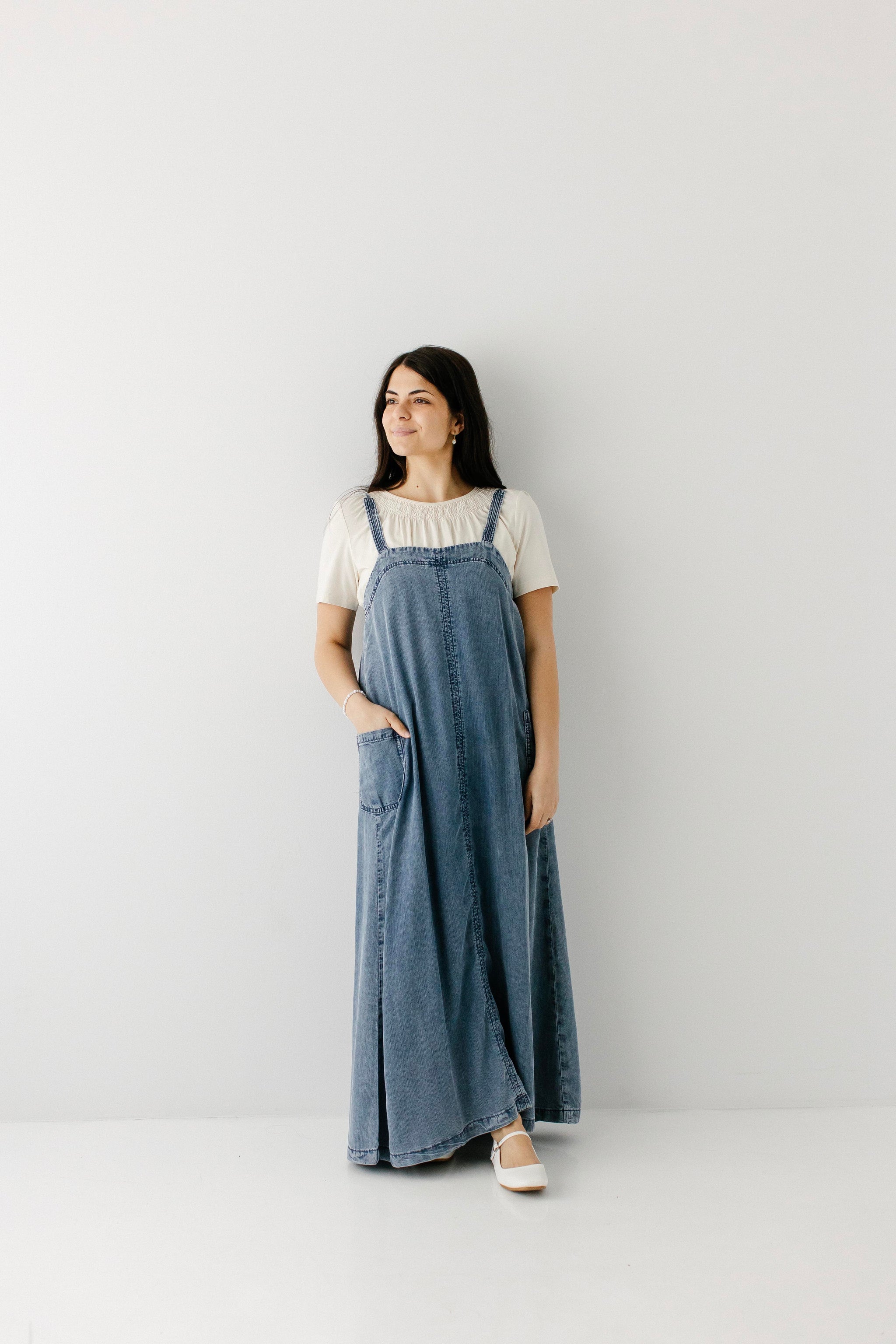 Omaha Chambray Overall Maxi Dress Medium Wash / M