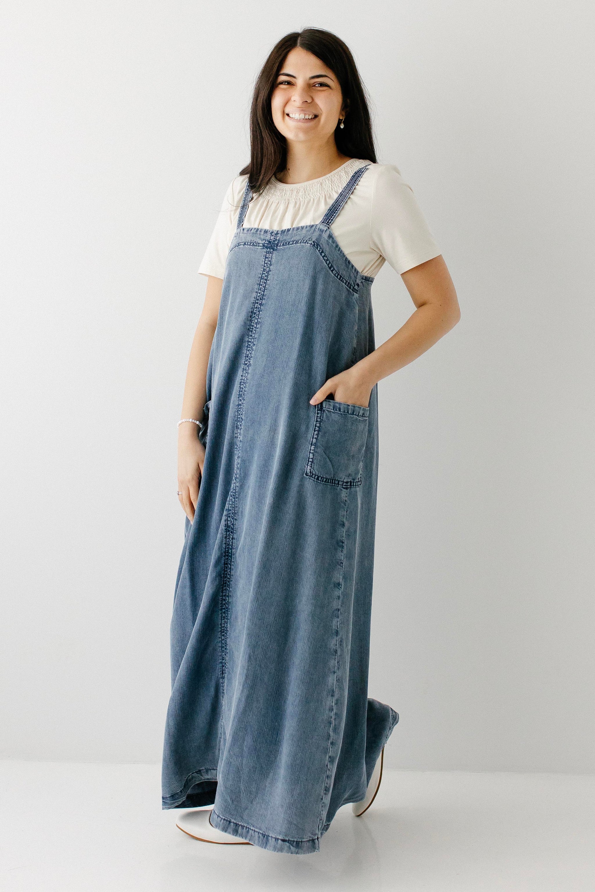 Omaha Chambray Overall Maxi Dress Medium Wash / M