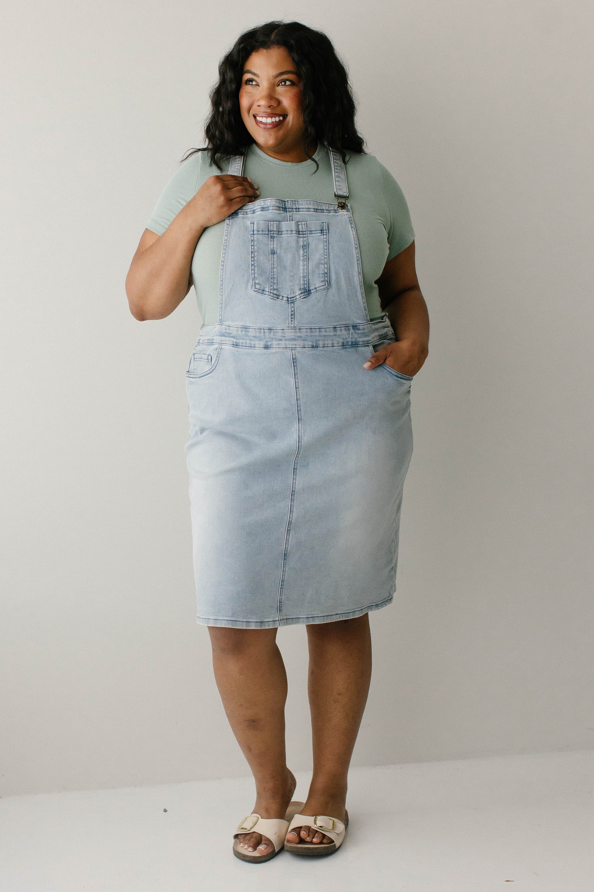 Bib Dress Black Denim Overall Dress Plus Size Emerson' Light Denim