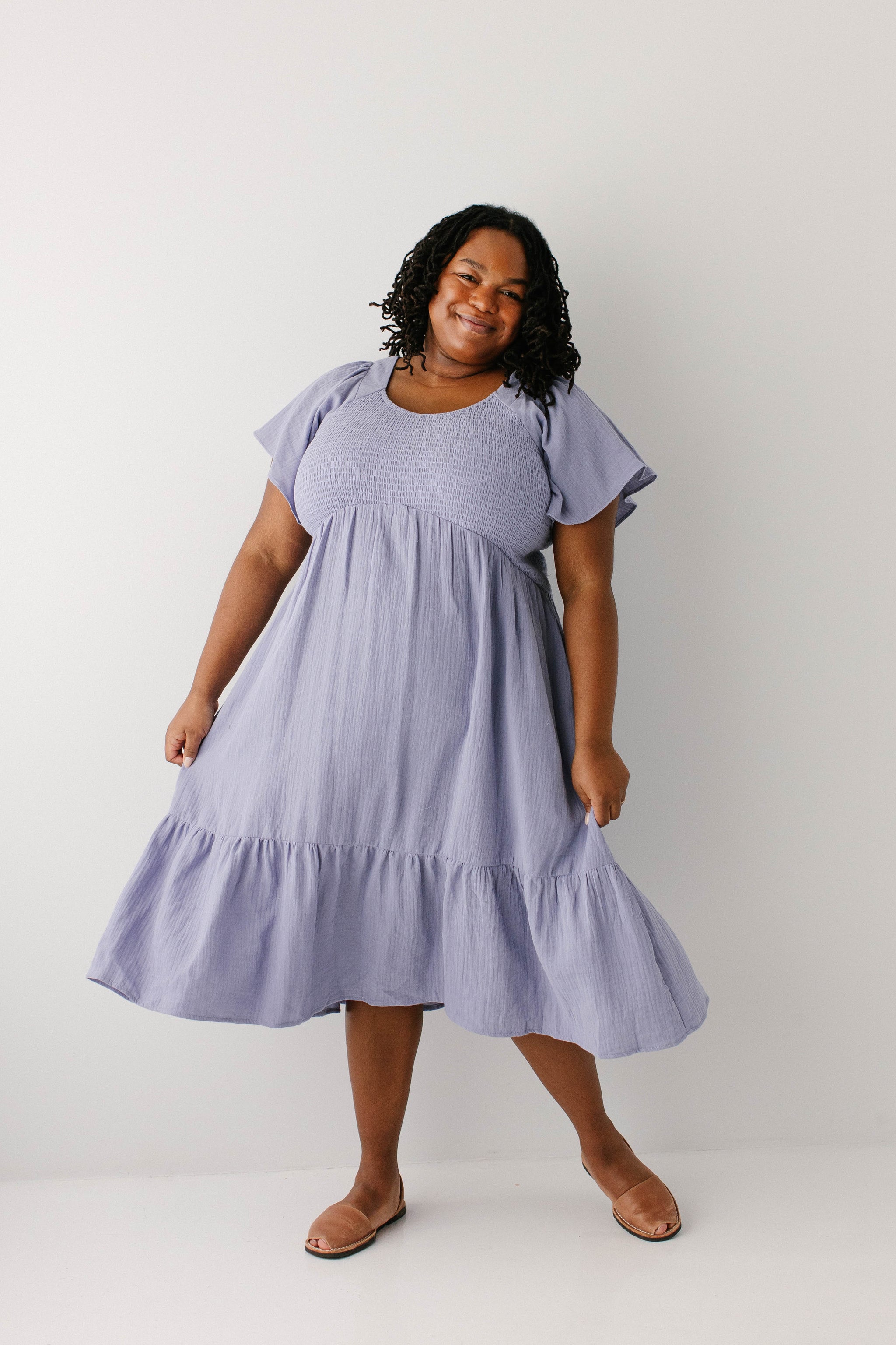 Quincy' Gauze Smocked Bodice Midi Dress FINAL SALE – The Main