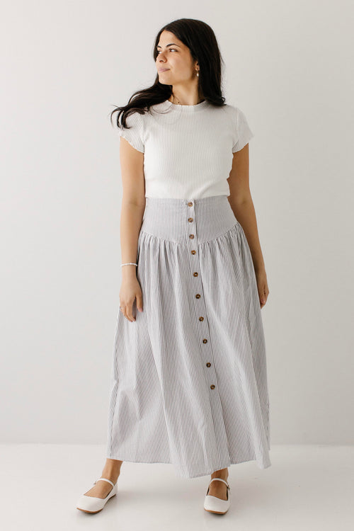 Nantucket Striped Button Down A-Line Skirt