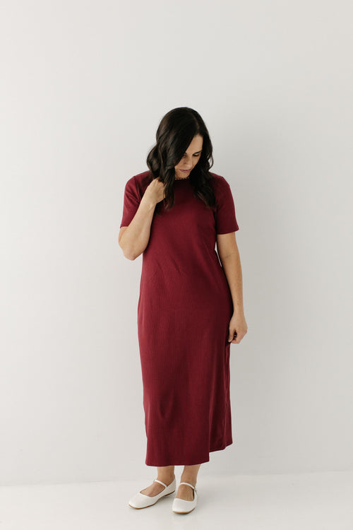 Constance Short Sleeve Ribbed Midi Dress