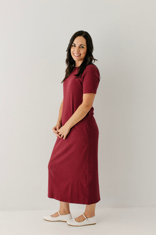 Constance Short Sleeve Ribbed Midi Dress