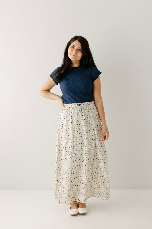 Brie Navy Floral Maxi Slip Skirt