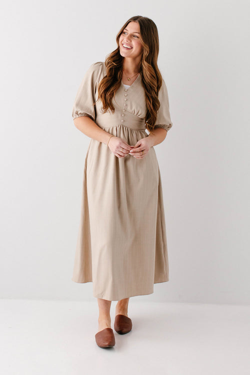 'Ellison' Button Detail Pinstripe Maxi Dress