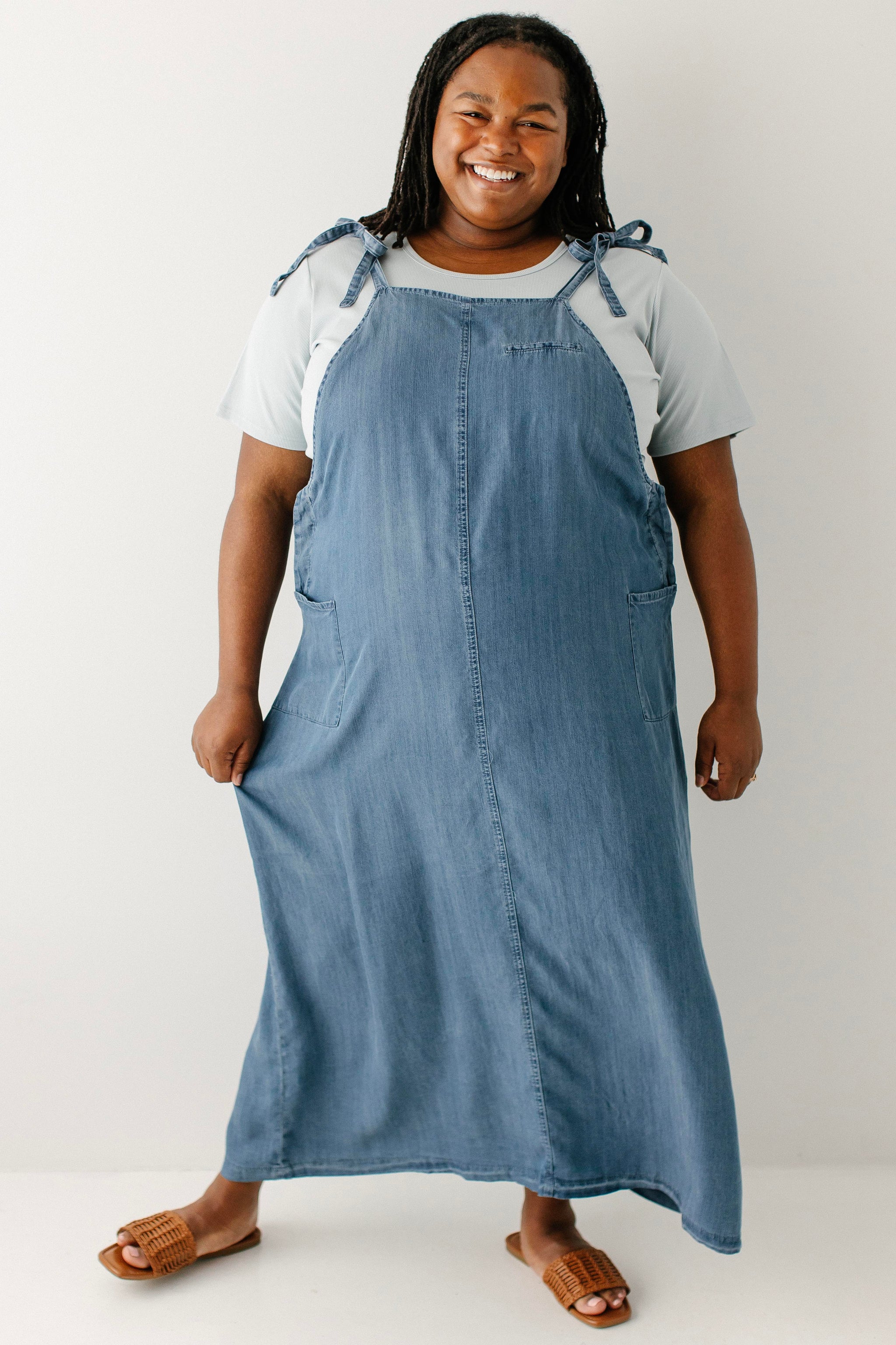 Sandra Chambray Tie Strap Maxi Dress – The Main Street Exchange