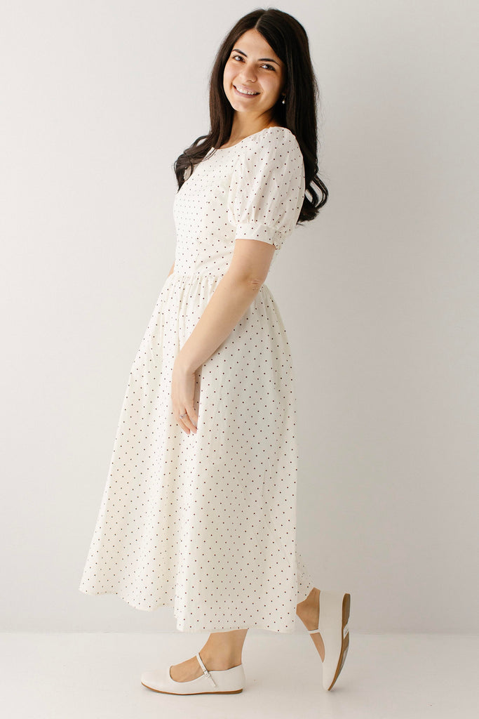 Vienna Polka Dot A-Line Midi Dress FINAL SALE Ivory / M