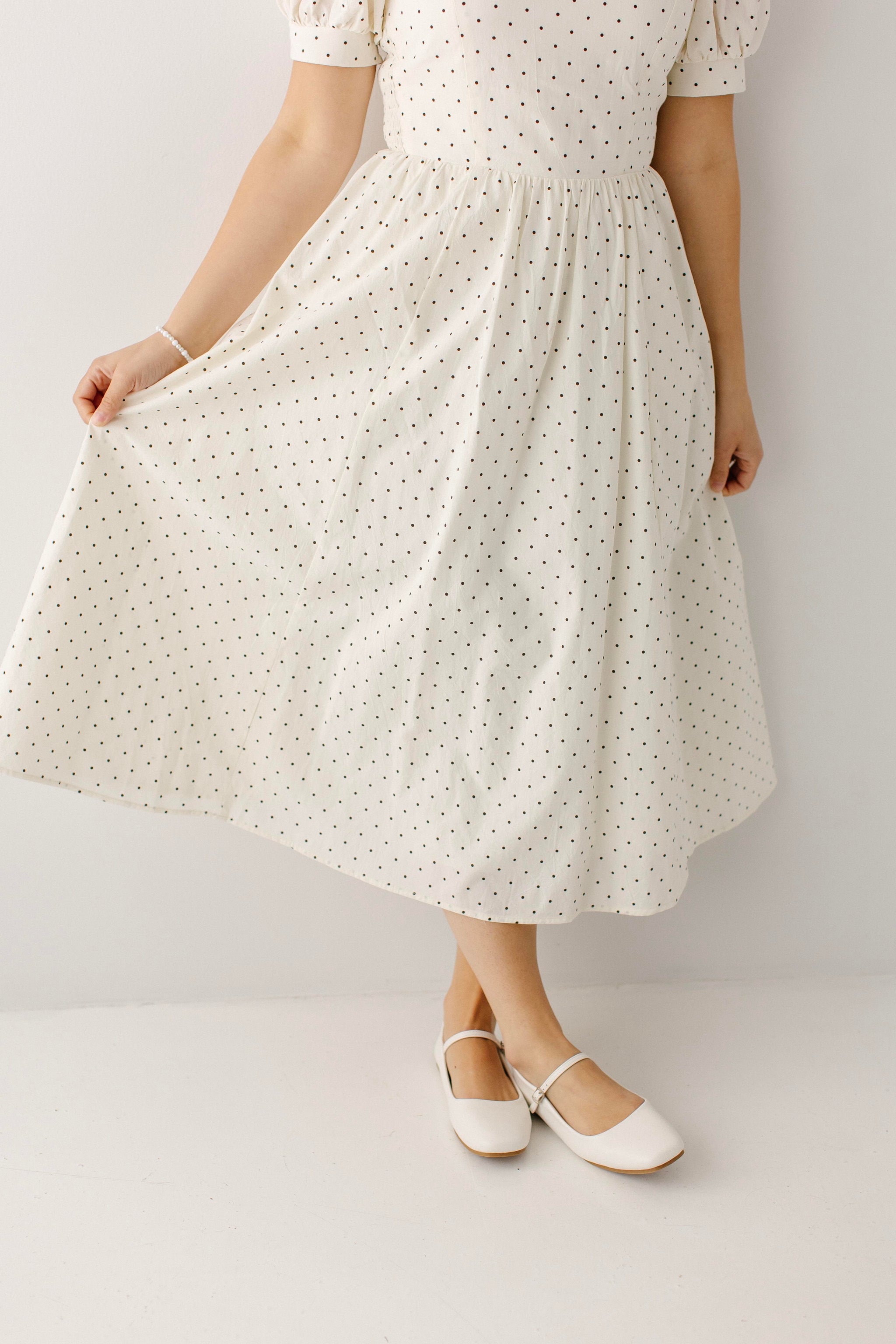 vienna midi dress fanm mon Vienna Polka Dot A-Line Midi Dress – The Main Street Exchange