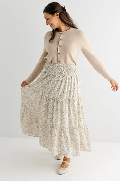 Millie Ditsy Floral Tiered Midi Skirt