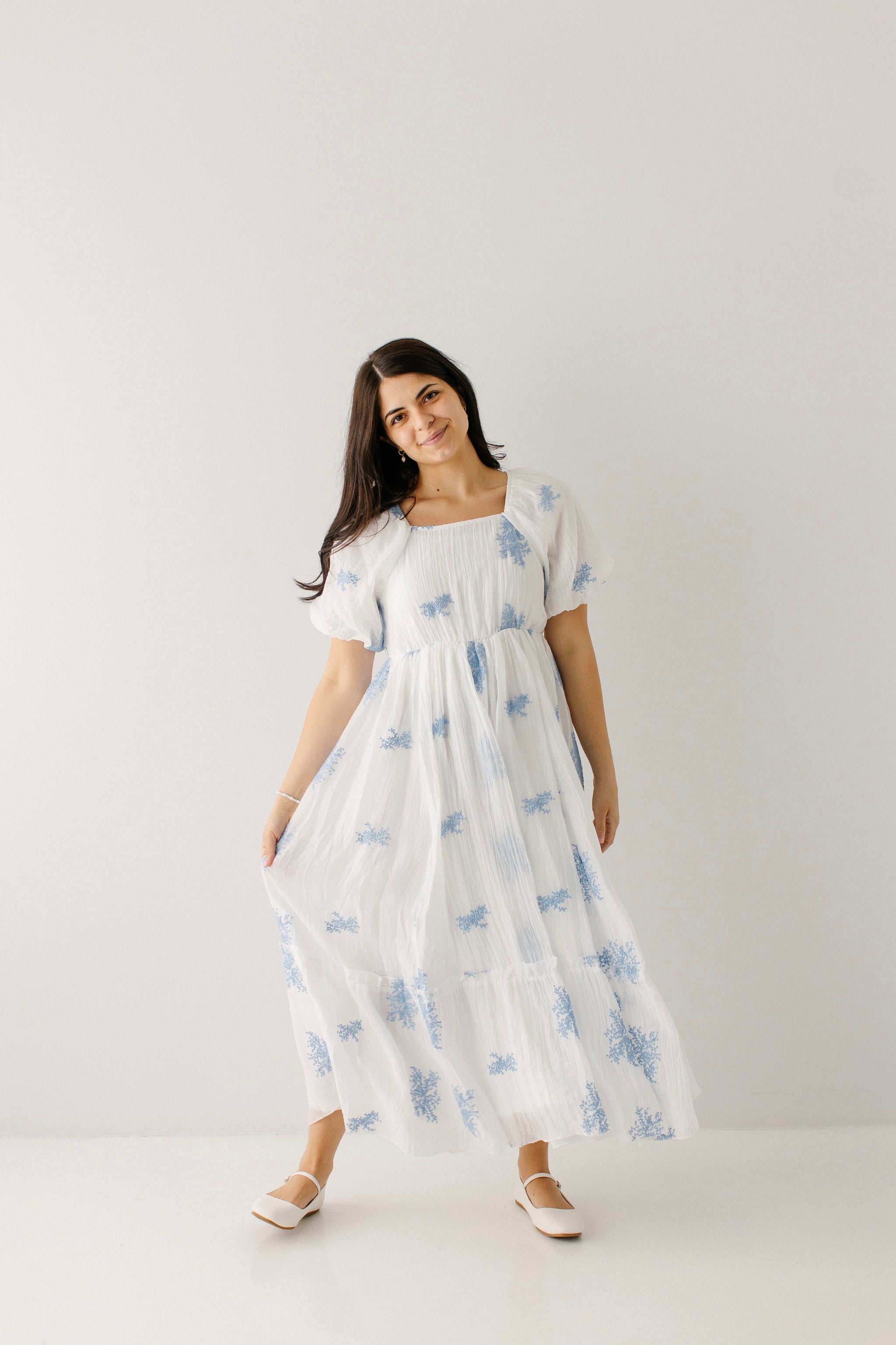 modest cute dresses Navy Floral Modest Church Dress | Best and Affordable Modest Boutique main image 1