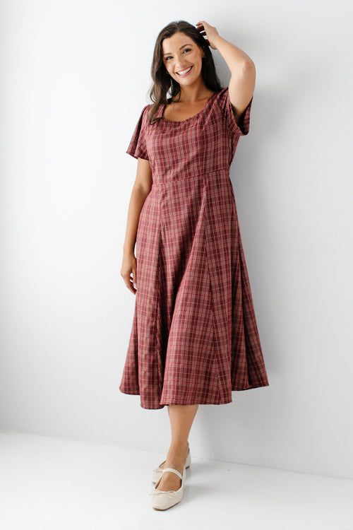 Cecily Plaid A-Line Midi Dress