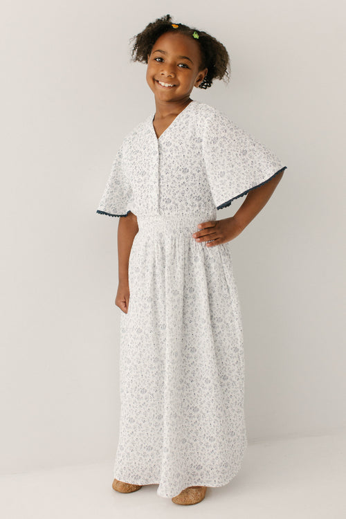 Hadassah Girl Blue Floral Gauze Dress
