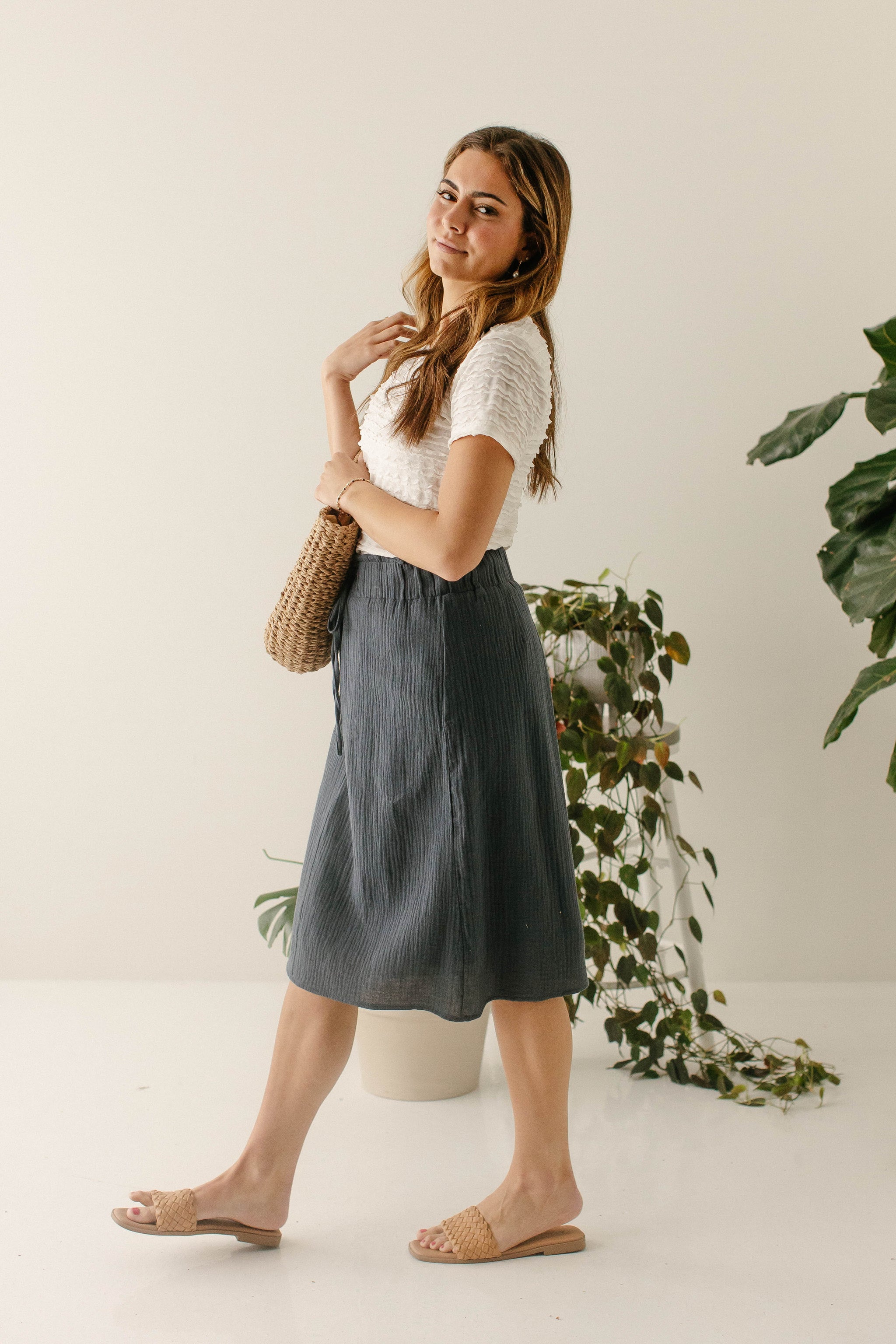 Courtney' Paper Bag Waist Cotton Gauze Skirt FINAL SALE – The Main