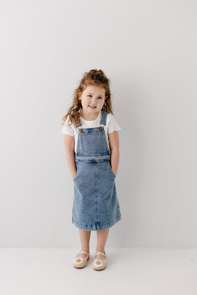 Bailey Girl Denim Overall Dress Girl 6 / Vintage Wash