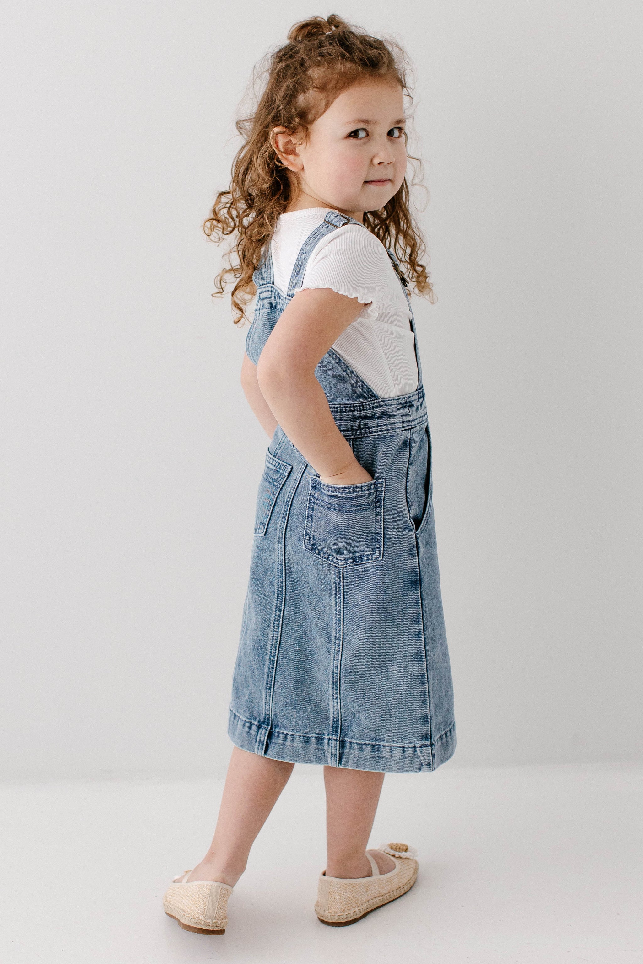 Bailey Girl Denim Overall Dress Girl 12 / Vintage Wash
