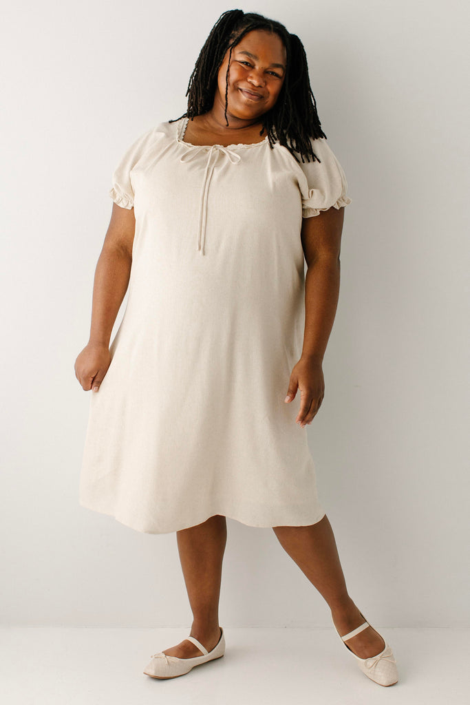 Jenna Lace Trim Peasant Dress Natural / 2X Jenna Lace Trim Peasant Dress Natural / 2X