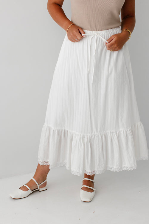 Santorini Ruffle Hem Midi Skirt