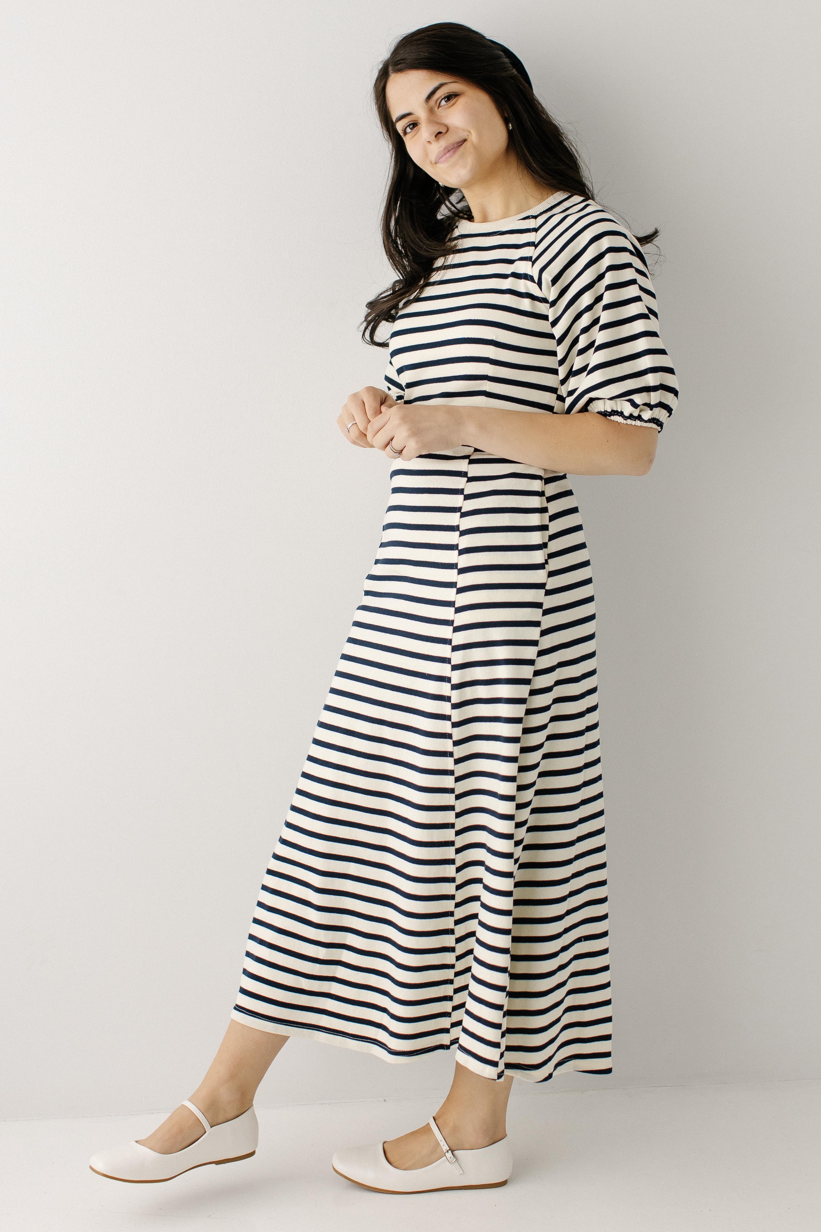 Brunswick Striped Fit & Flare Midi Dress – The Main Street Exchange