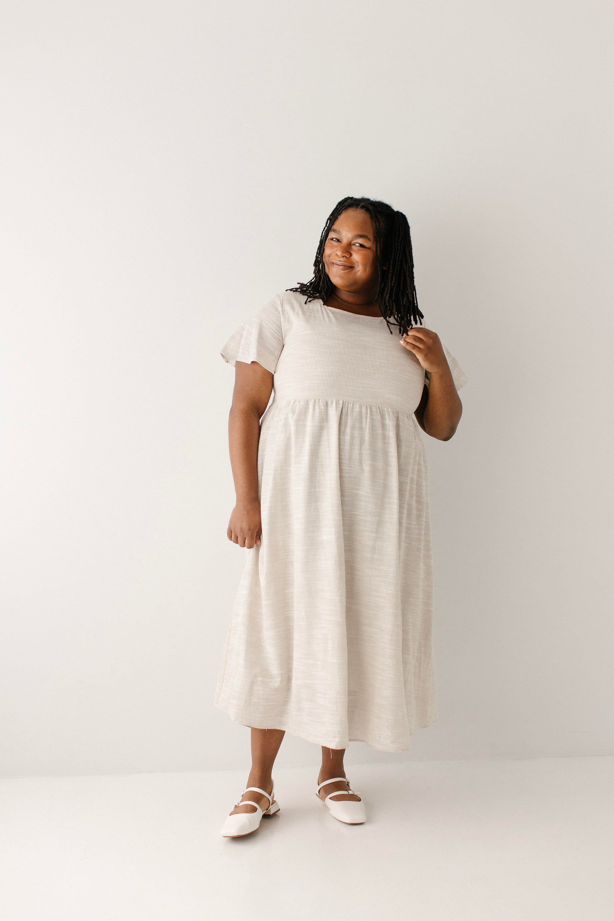 Savannah Square Neck Striped Midi Dress FINAL SALE – The Main