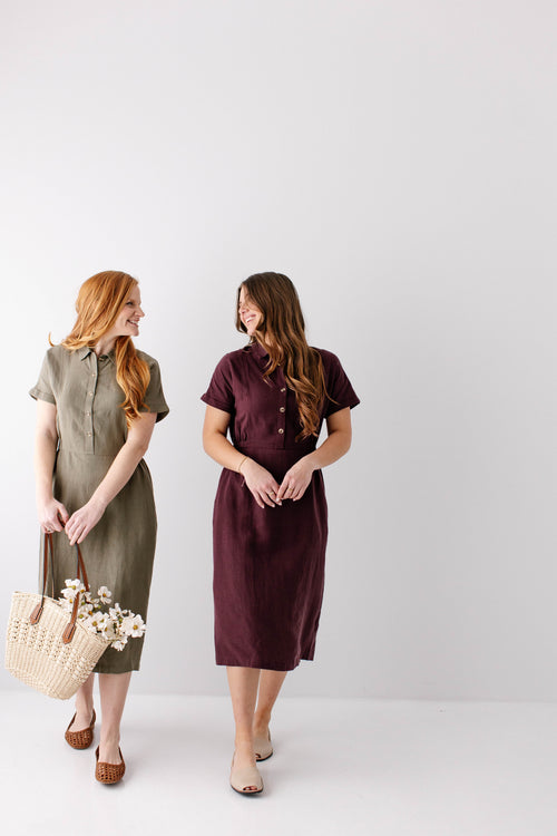 'Siena' Collared Button Up Midi Dress