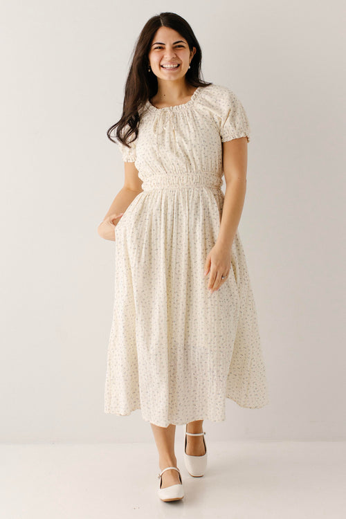 Brighton Ditsy Floral Peasant Midi Dress